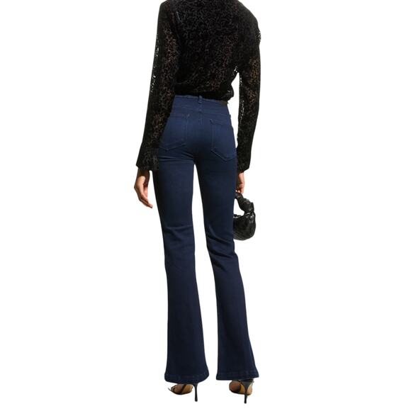 Armani Exchange High Waist Flared Dark Wash Blue Denim Jeans Size 2 - Picture 2 of 14